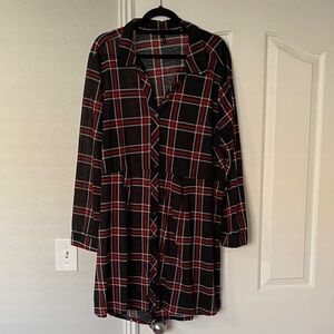 Derek Heart Black and Red Plaid Shirt Dress